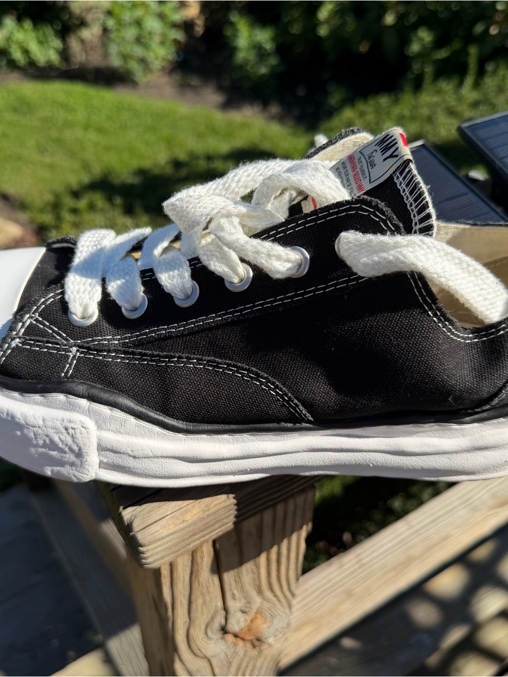 MMY MIHARA YASUHIRO Black Canvas Low-Top Sneakers with White Laces SIZE 46